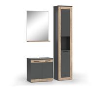 Vicco Set di mobili da bagno Niko, Antracite/quercia vichinga, con colonna