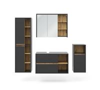 Vicco Set di mobili da bagno Viola, Antracite 100 cm | 4 pezzi, mobiletto sottolavabo, armadietto a specchio, armadietto alto, armadietto midi