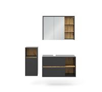 Vicco Set di mobili da bagno Viola, Antracite, 100 cm, composto da mobile sottolavabo, specchiera e mobile medio