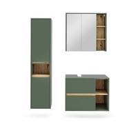 Vicco Set di mobili da bagno Viola, Verde/Artigianale, 3 parti