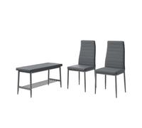 Vicco Set di panca e sedie Grand, Grigio, 85 x 46.5 cm | Set da 3 pezzi, per l’utilizzo come set da pranzo in cucina o sala da pranzo