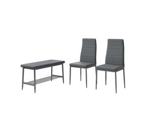 Vicco Set di panca e sedie Grand, Grigio, 85 x 46.5 cm | Set da 3 pezzi, per l’utilizzo come set da pranzo in cucina o sala da pranzo