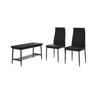 Vicco Set di panca e sedie Grand, Nero, 85 x 46.5 cm Set da 3 pezzi, per l’utilizzo come set da pranzo in cucina o sala da pranzo