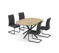 Vicco Set di tavoli da pranzo Loyd, Rovere rustico/Nero, 120 x 120 cm