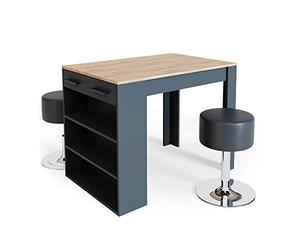 Vicco Set di tavoli da pranzo Repose, Antracite/quercia dorata, 67 x 100 cm con 2 sgabelli, adatto come piano di lavoro o area di appoggio aggiuntiva