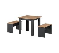 Vicco Set di tavoli da pranzo Sentio, Antracite/quercia dorata, 80 x 80 cm con 2 panche, salvaspazio per zona pranzo e angolo colazione