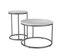 Vicco Set di tavolini da salotto Ottawa, Marmo bianco, 55 x 55 cm | 2 parti, per un utilizzo flessibile come tavolini d’appoggio e tavolini laterali