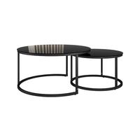 Vicco Set di tavolini Montreal, Nero lucido, 77 x 77 cm | 2 parti, salvaspazio, pieghevole e combinabile in modo versatile
