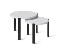 Vicco Set di tavolini Norin, Bianco/Nero, 60 x 60 cm