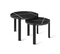 Vicco Set di tavolini Norin, Marmo nero/Nero, 60 x 60 cm