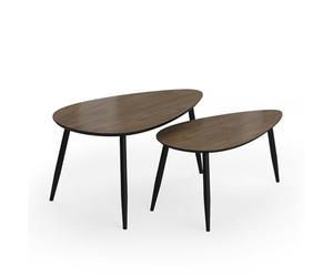 Vicco Set di tavolini Veyo, Noce/nero, 98 x 60 cm | Set, 2 parti, per un utilizzo flessibile come superficie d’appoggio o tavolino aggiuntivo