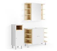 Vicco set mobili bagno Aquis, Bianco/Sonoma, 3 parti