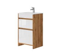 Vicco Set mobili bagno Detmold, Quercia dorata, 49 cm, composto da mobile sottolavabo e lavabo