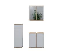 Vicco Set mobili bagno Didi, Bianco/Artisan, 60 cm, composto da mobile sottolavabo, specchiera e mobile medio