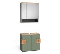 Vicco Set mobili bagno Eden, Verde 75 cm | 2 pezzi · Mobile sottolavabo · Armadietto a specchio