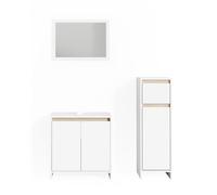 Vicco Set mobili bagno Emma, Bianco/Sonoma, 58 cm, composto da mobile sottolavabo, specchiera e mobile medio