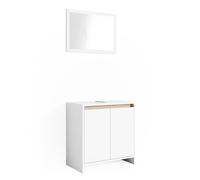Vicco Set mobili bagno Emma, Bianco/Sonoma, 58 cm, composto da specchio da bagno e mobile sottolavabo