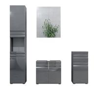 Vicco set mobili bagno Fredd, Antracite lucido, 4 parti