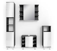 Vicco Set mobili bagno Fynn, Antracite, 60 cm, composto da mobile lavabo, pensile a specchio, colonna e base media