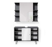 Vicco Set mobili bagno Fynn, Antracite, 60 cm, composto da specchio da bagno e mobile sottolavabo