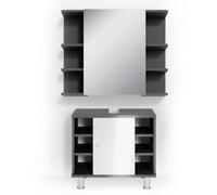 Vicco Set mobili bagno Fynn, Antracite, 60 cm, composto da specchio da bagno e mobile sottolavabo
