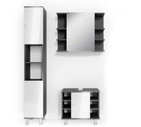 Vicco set mobili bagno Fynn, Antracite/Bianco lucido, 3 parti, con colonna