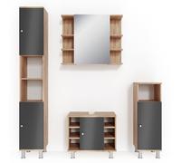 Vicco set mobili bagno Fynn, Antracite/Quercia dorata, 4 parti