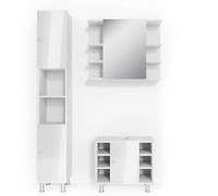 Vicco Set mobili bagno Fynn, Bianco lucido, 60 cm, composto da mobile sottolavabo, specchiera e colonna alta