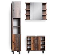 Vicco Set mobili bagno Fynn, Rovere rustico, 60 cm, composto da mobile sottolavabo, specchiera e colonna alta