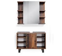 Vicco Set mobili bagno Fynn, Rovere rustico, 60 cm, composto da specchio da bagno e mobile sottolavabo