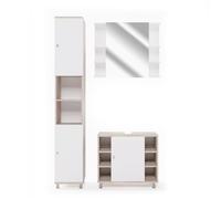 Vicco Set mobili bagno Fynn, Sonoma, 60 cm, composto da mobile sottolavabo, specchiera e colonna alta