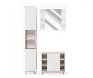 Vicco Set mobili bagno Fynn, Sonoma, 60 cm, composto da mobile sottolavabo, specchiera e colonna alta