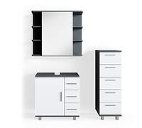 Vicco Set mobili bagno Ilias, Antracite, 60 cm, composto da mobile sottolavabo, specchiera e mobile medio