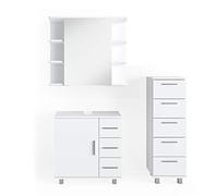 Vicco set mobili bagno Ilias, Bianco, 3 parti