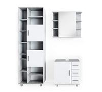 Vicco Set mobili bagno Ilias, Calcestruzzo, 60 cm, composto da mobile sottolavabo, specchiera e colonna alta