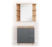 Vicco Set mobili bagno Ilias, Rovere, 60 cm, composto da specchio da bagno e mobile sottolavabo