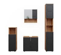 Vicco Set mobili bagno Irma, Antracite con struttura a nido d'ape, 4 pezzi, con colonna