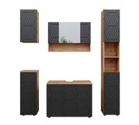 Vicco Set mobili bagno Irma, Antracite con struttura a nido d'ape, 5 parti