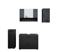 Vicco Set mobili bagno Irma, Antracite lucido, 80 cm, composto da mobile sottolavabo, specchiera, armadio medio e pensile