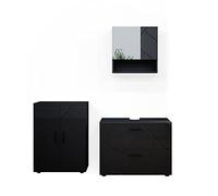 Vicco Set mobili bagno Irma, Antracite lucido, 80 cm, composto da mobile sottolavabo, specchiera e mobile medio