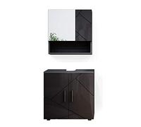 Vicco Set mobili bagno Irma, Antracite lucido, 80 cm, composto da specchio da bagno e mobile sottolavabo