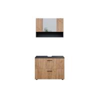 Vicco set mobili bagno Irma, Antracite/Rovere, 2 parti, mobile base 80 cm