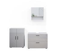 Vicco set mobili bagno Irma, Bianco lucido, 3 pezzi, con base 80 cm