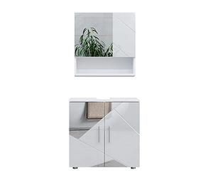 Vicco Set mobili bagno Irma, Bianco lucido con inserti, 80 cm