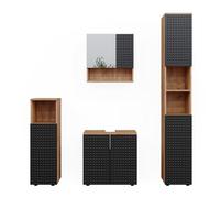 Vicco set mobili bagno Irma, Quercia dorata/Antracite, 4 pezzi, con colonna