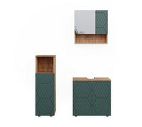 Vicco set mobili bagno Irma, Quercia dorata/Verde, 3 parti