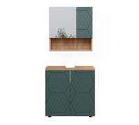 Vicco Set mobili bagno Irma, Verde/Rovere dorato 60 cm | 2 pezzi · Mobile sottolavabo · Armadietto a specchio