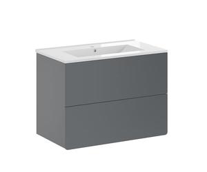 Vicco Set mobili bagno Izan, Grigio, 80 cm, composto da mobile sottolavabo e lavabo