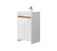 Vicco Set mobili bagno Lemgo, Bianco lucido, 49 cm, composto da mobile sottolavabo e lavabo