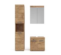 Vicco Set mobili bagno Luna, Quercia Wotan, 3 parti, con armadio alto